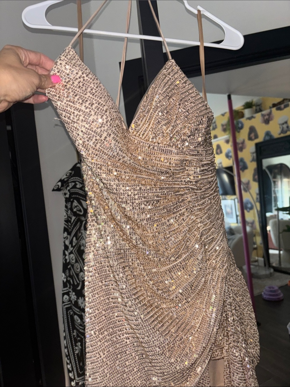 Strapless Sequin Dress in Gold